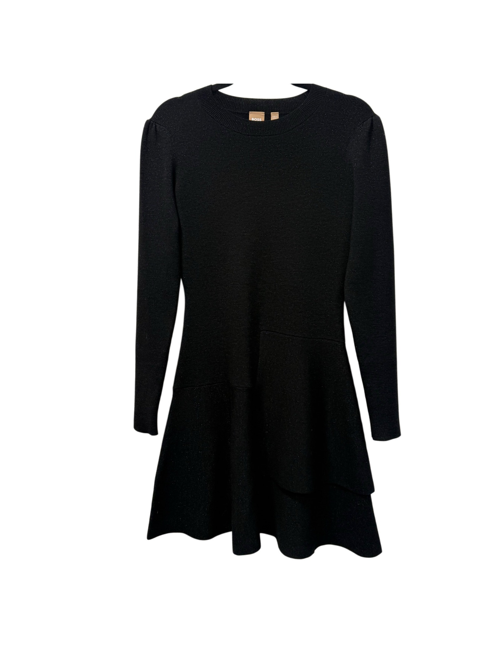 Boss Black Sweater Dress Size S Long Sleeve Knit Fit And Flare Elegant Dress